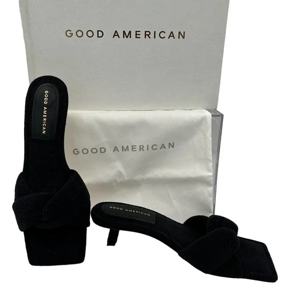 Good American Terry Kickstand Slides in a Size 9 Black New In Box - Picture 8 of 11